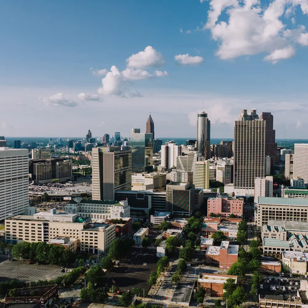 Downtown Atlanta and the Peachtree corridor seen from above