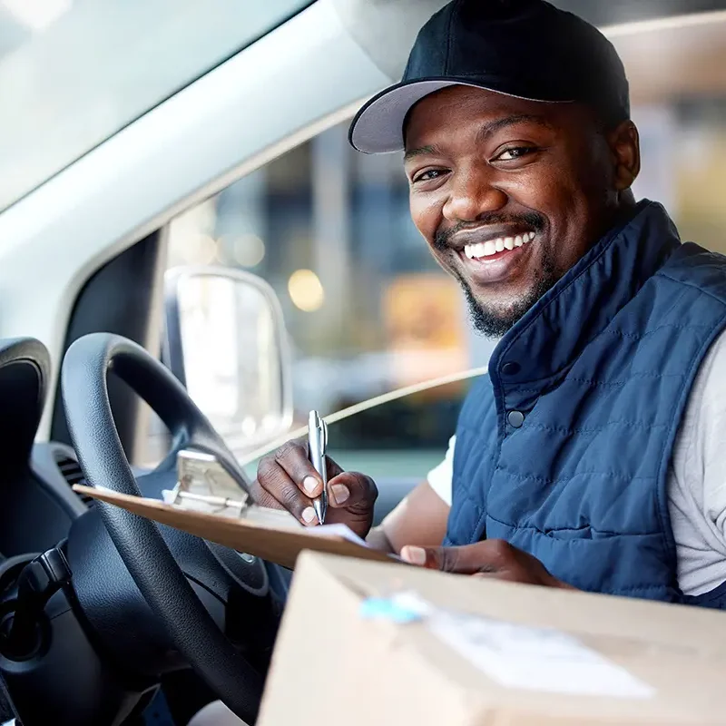 Delivery rider working in Nuneaton town centre